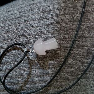 Pink rose quartz mushroom necklace